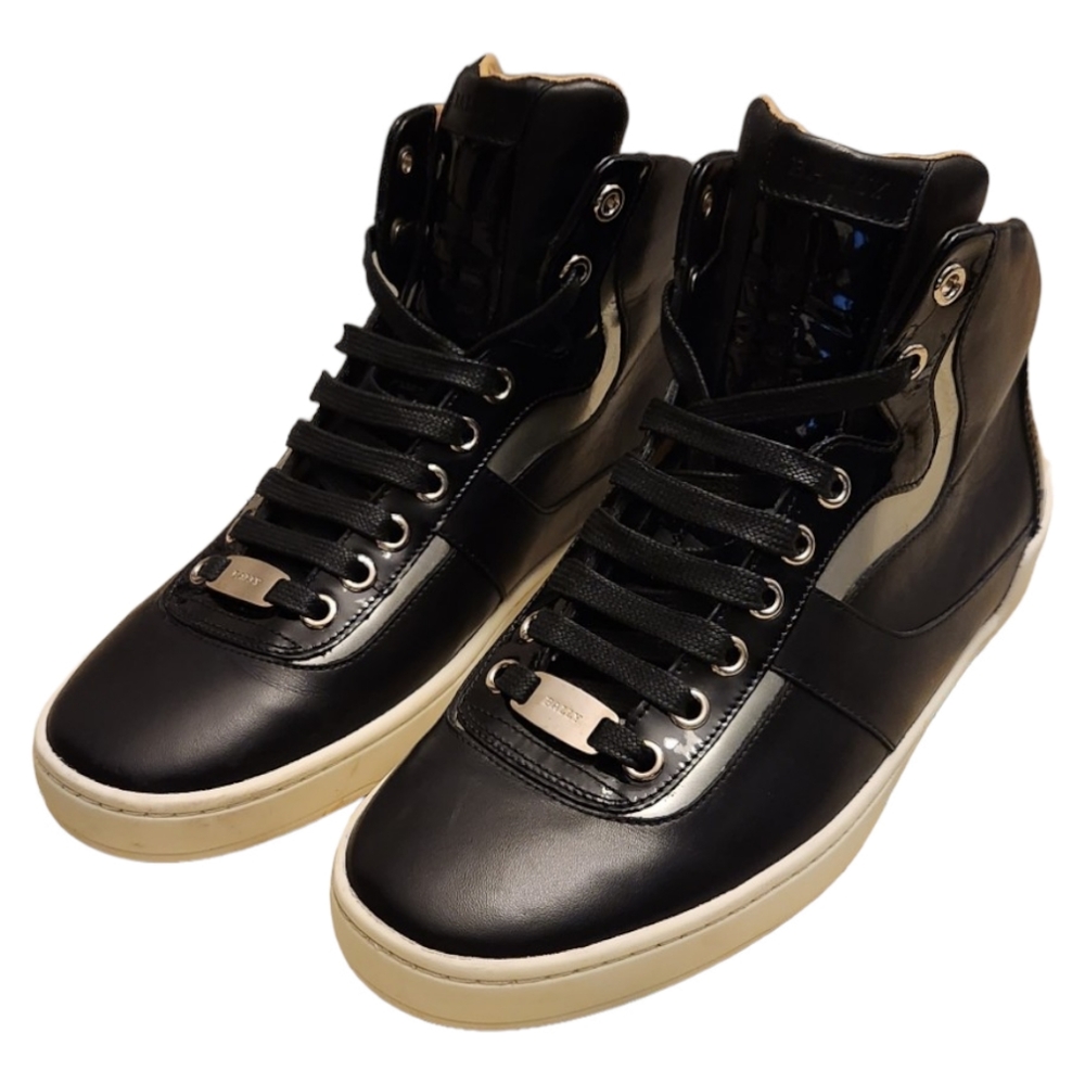 VGC Bally Men's Eroy Black/Silver High Tops Sneakers US 6